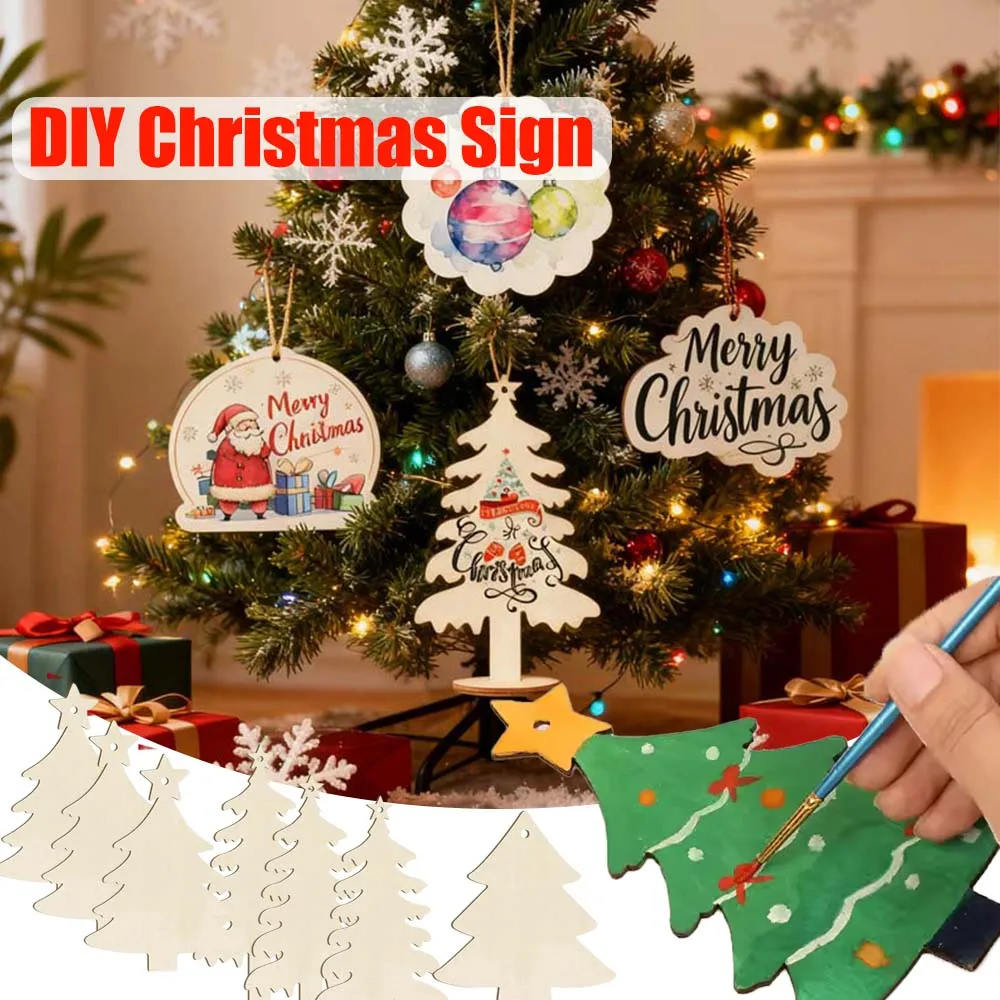 10/20pcs Hanging Christmas Tree Ornaments with Wooden Base Ropes Kids Painting Crafts DIY Blank Xmas Tree Sign Игрушки На Елку
10/20pcs Hanging Christmas Tree Ornaments with Wooden Base Ropes Kids Painting Crafts DIY Blank Xmas Tree Sign Игрушки На Елку