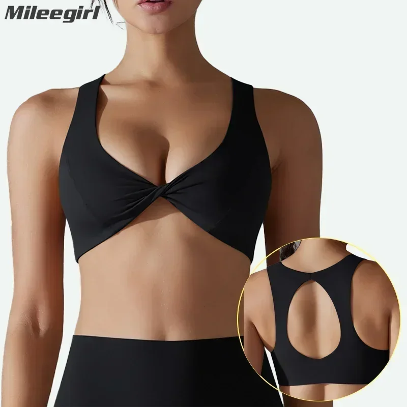 Mileegirl Hollow Back Women Sports Bra Front Twist Yoga Crop Tops Gathered Gym Fitness Vest Removable Workout Bras Push Up Bra
Mileegirl Hollow Back Women Sports Bra Front Twist Yoga Crop Tops Gathered Gym Fitness Vest Removable Workout Bras Push Up Bra