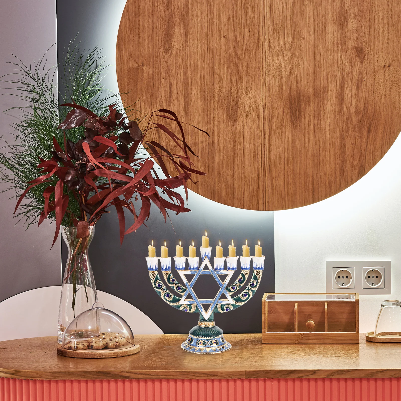 Hanukkah 9 Branches Jewish Holder Retro Religious Decorative Candlestick Metal Table Stand for Room Dinner
Hanukkah 9 Branches Jewish Holder Retro Religious Decorative Candlestick Metal Table Stand for Room Dinner