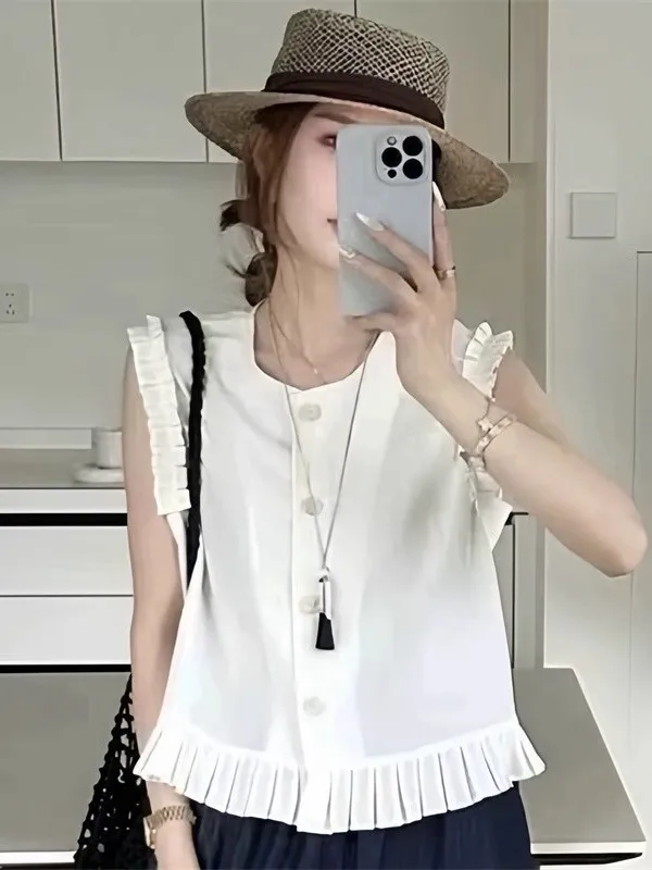 Fashionable Sleeveless Shirt Women's Summer 2025 New Style Versatile Slimming Korean Version Vest Design Unique Top
Fashionable Sleeveless Shirt Women's Summer 2025 New Style Versatile Slimming Korean Version Vest Design Unique Top