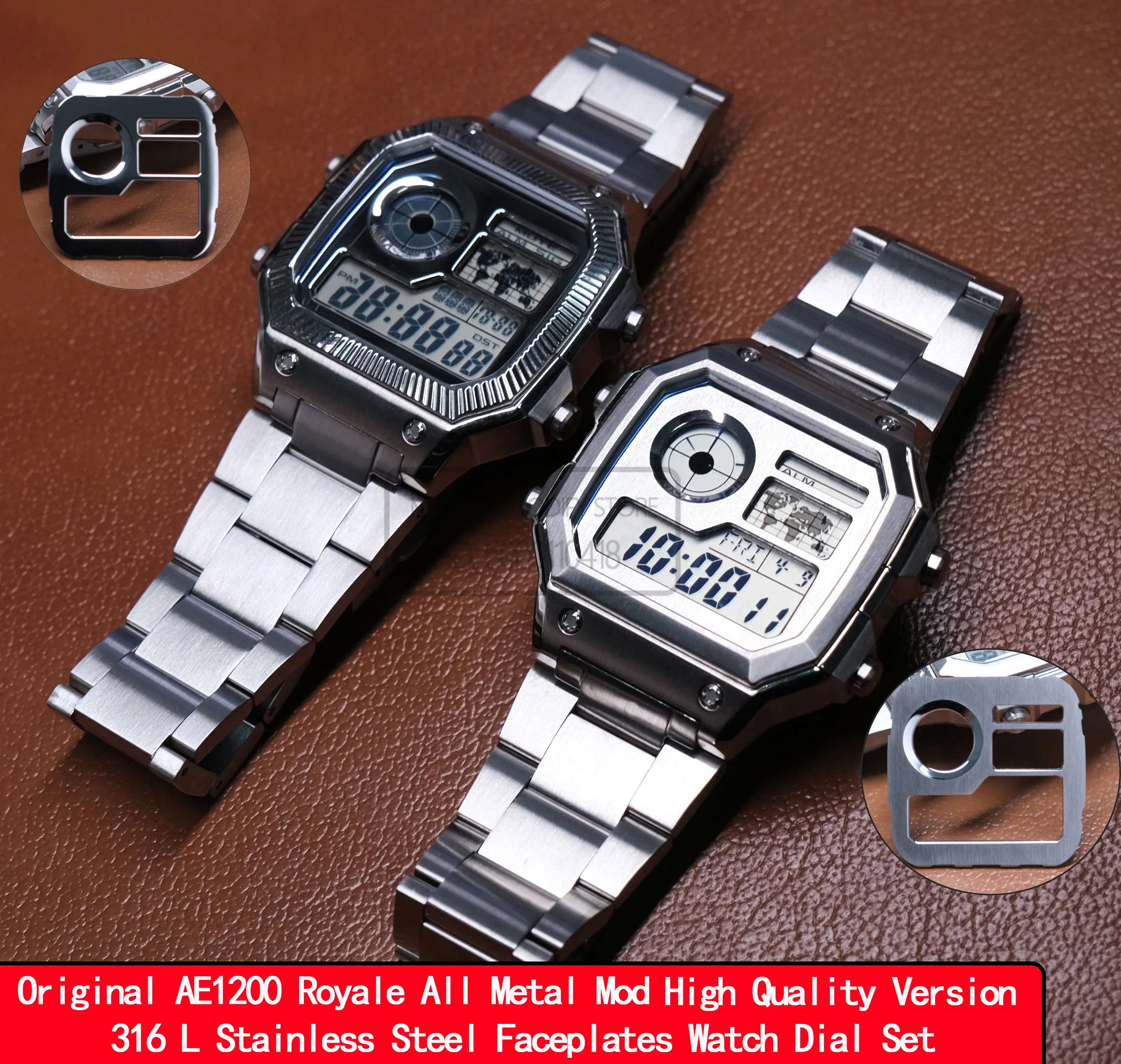 AE1200 AE1300 Watch Mod Kit Premium 316L Case Set with Brushed & Polished Finish Faceplate Dial Bezel Watch Modification
AE1200 AE1300 Watch Mod Kit Premium 316L Case Set with Brushed & Polished Finish Faceplate Dial Bezel Watch Modification
