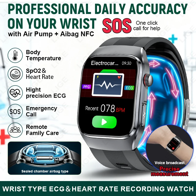 LIGE New Health Accurate Diagnosis Smart Watch ECG Blood Oxygen Uric Acid Heart Rate Bluetooth Call AMOLED Sceen Men Smartwatch
LIGE New Health Accurate Diagnosis Smart Watch ECG Blood Oxygen Uric Acid Heart Rate Bluetooth Call AMOLED Sceen Men Smartwatch