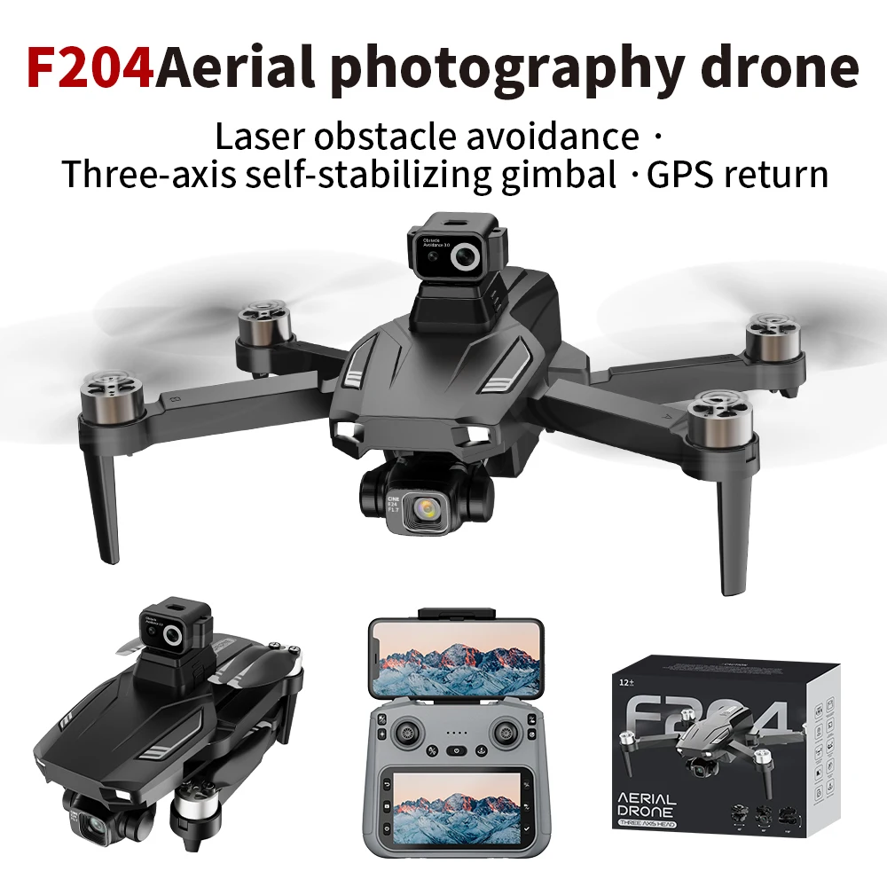 F204 GPS4.3-inch screen controlled dron three-axis self stabilizing gimbal laser obstacle avoidance electrically adjustable lens
F204 GPS4.3-inch screen controlled dron three-axis self stabilizing gimbal laser obstacle avoidance electrically adjustable lens