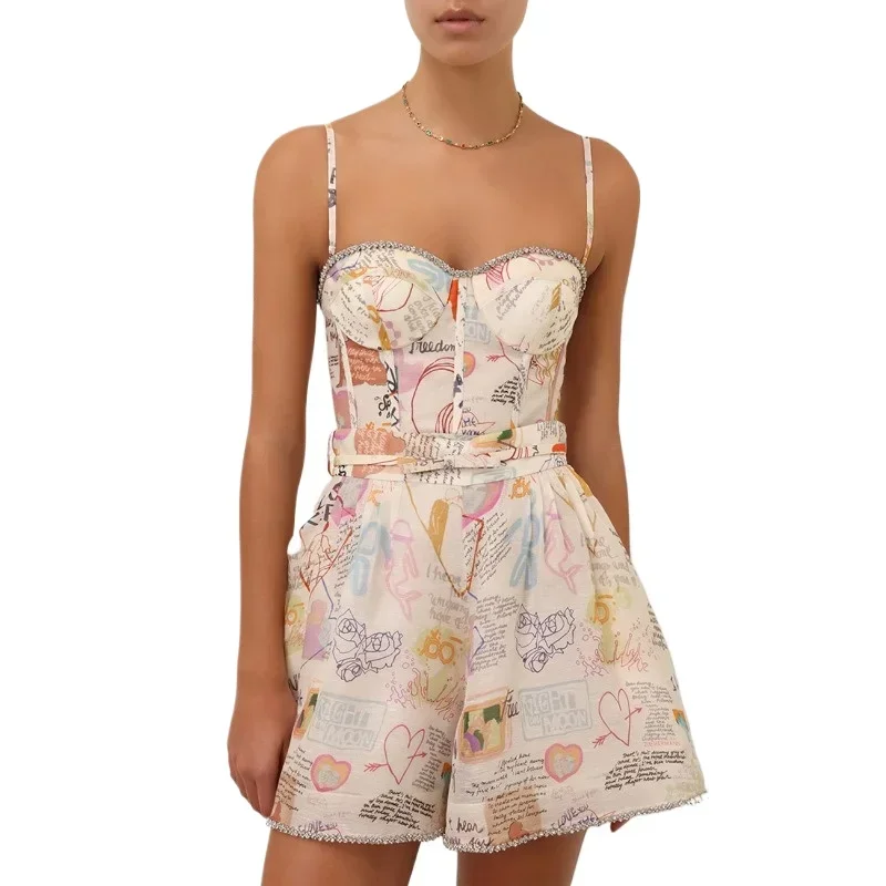 Highest Quality Version Trendy Graffiti Print 2 Piece Set Women Summer Sexy Bustier Crop Top High Waist Shorts Suit Streetwear
Highest Quality Version Trendy Graffiti Print 2 Piece Set Women Summer Sexy Bustier Crop Top High Waist Shorts Suit Streetwear