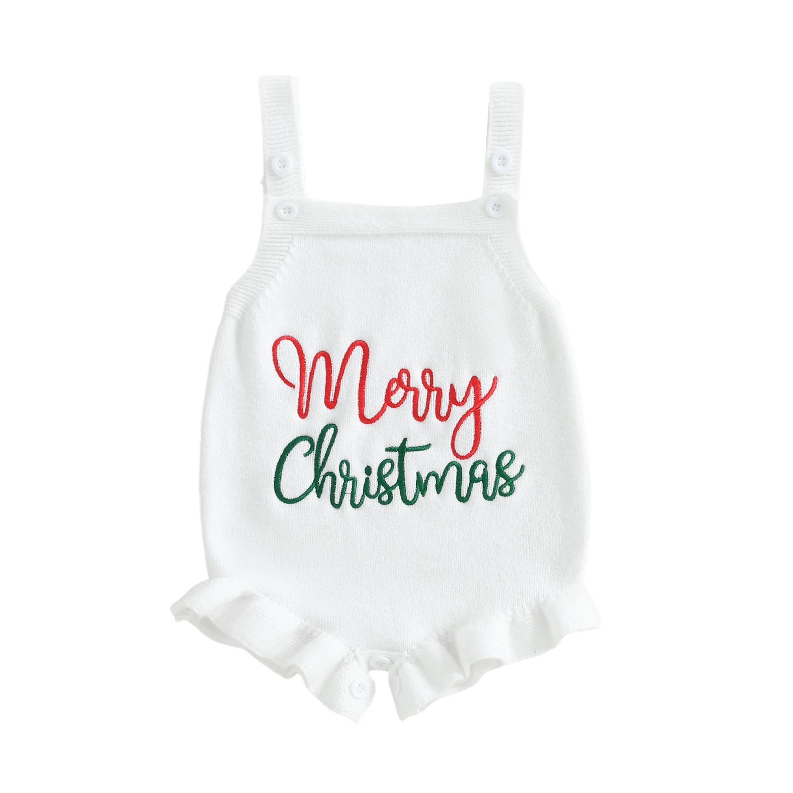 Baby Girl Knit Romper Fashionable Christmas Tree and Letter Embroidery Square Neck Sleeveless Ruffled Jumpsuit
Baby Girl Knit Romper Fashionable Christmas Tree and Letter Embroidery Square Neck Sleeveless Ruffled Jumpsuit