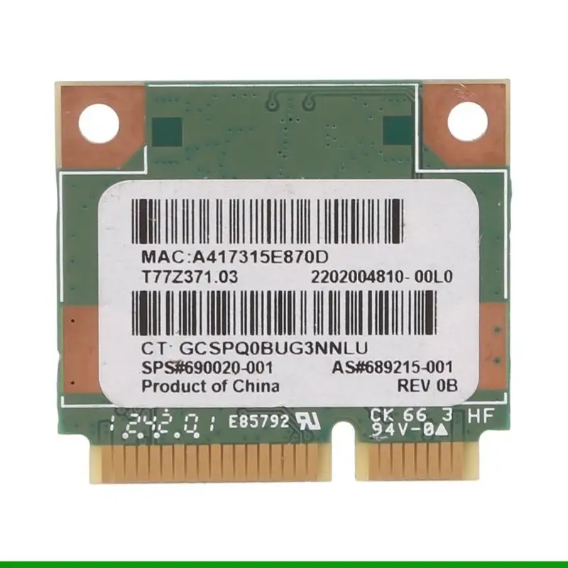 U55C 150Mbps 2.4G WiFi Bluetooth-compatible3.0 Wireless Half Mini PCI-E Card For CQ58
U55C 150Mbps 2.4G WiFi Bluetooth-compatible3.0 Wireless Half Mini PCI-E Card For CQ58