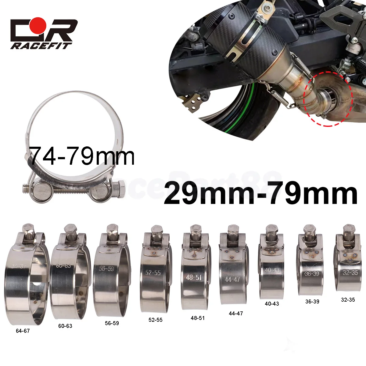 29mm - 79mm Motorcycle Exhaust Clamp Clip Stainless Steel Exhaust Pipe Clamps For Exhaust Link Pipe Connect Fixed Seal Install
29mm - 79mm Motorcycle Exhaust Clamp Clip Stainless Steel Exhaust Pipe Clamps For Exhaust Link Pipe Connect Fixed Seal Install