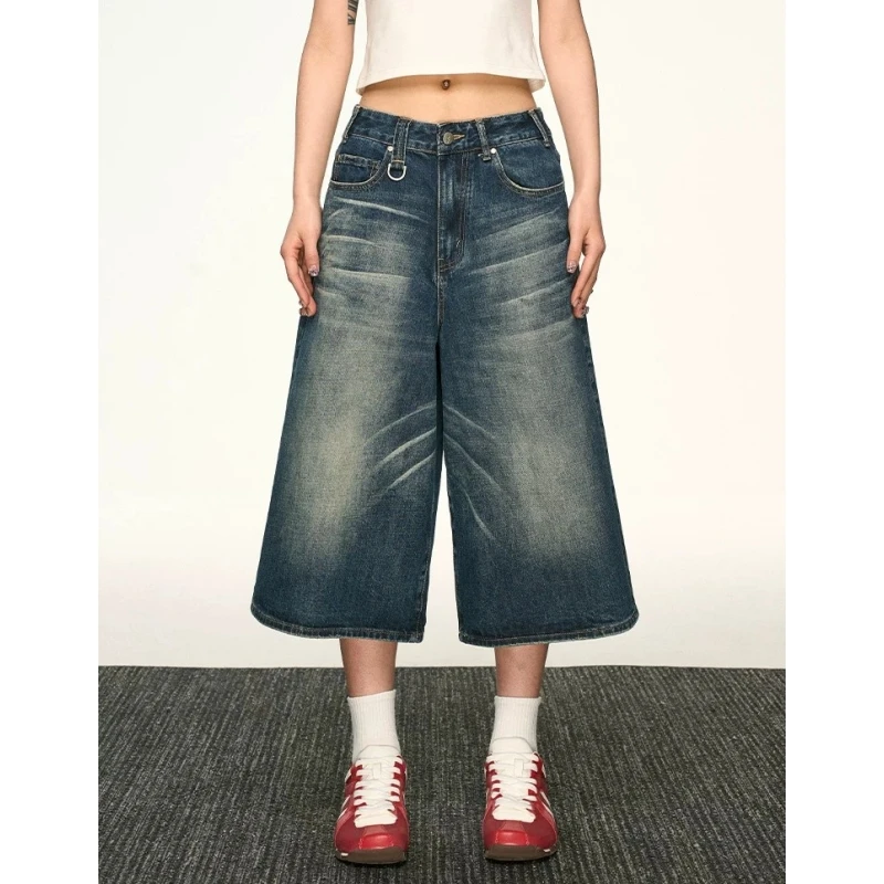 Women's Vintage Wash Wide Leg Capri Jeans Loose Streetwear Straight Leg American Retro Denim Pants Summer Daily Versatile Style
Women's Vintage Wash Wide Leg Capri Jeans Loose Streetwear Straight Leg American Retro Denim Pants Summer Daily Versatile Style