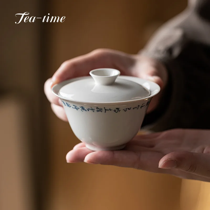 Pure Handwritten Poetry Gaiwan 100ml Chinese Tea Tureen Chawan Jingdezhen Cover Bowl Kungfu Ceramics Tool Cup Kung Fu Cups Maker
Pure Handwritten Poetry Gaiwan 100ml Chinese Tea Tureen Chawan Jingdezhen Cover Bowl Kungfu Ceramics Tool Cup Kung Fu Cups Maker