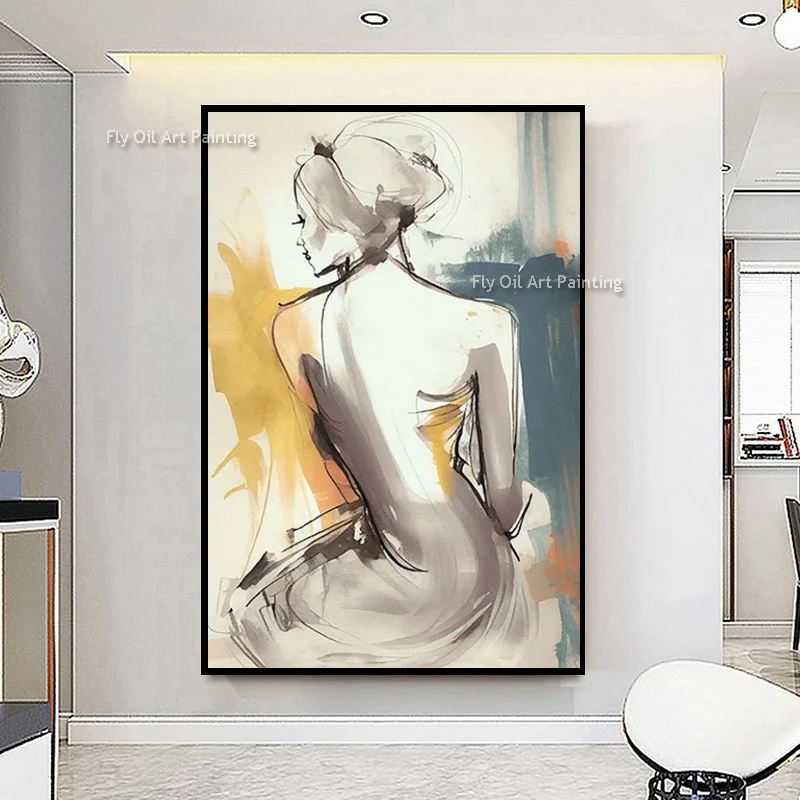 Simple Design White Yellow Beige Girls Back Sexy Oil Painting New Handmade Large Grey Beige Canvas Abstract Wall Art Decor
Simple Design White Yellow Beige Girls Back Sexy Oil Painting New Handmade Large Grey Beige Canvas Abstract Wall Art Decor