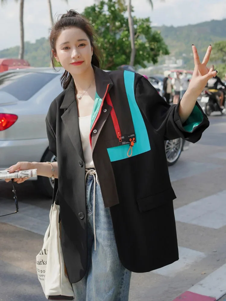 Office Lady Patchwork Blazer Women Fashion Contrast Color Single Breasted Coat Korean Style 2025 Spring New 2VV366
Office Lady Patchwork Blazer Women Fashion Contrast Color Single Breasted Coat Korean Style 2025 Spring New 2VV366