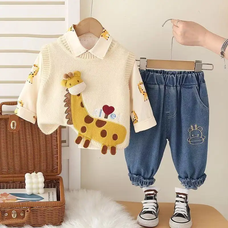 New Spring and Autumn Clothes Set Children Boys Cartoon Vest Long Sleeved Shirt Pants 3Pcs/Sets Toddler Clothing Kids Tracksuits
New Spring and Autumn Clothes Set Children Boys Cartoon Vest Long Sleeved Shirt Pants 3Pcs/Sets Toddler Clothing Kids Tracksuits