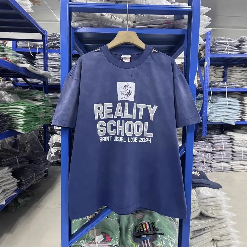 2024SS SAINT REALITY SCHOOL Синяя футболка с коротким рукавом, мужская повседневная модная футболка, мужская одежда
2024SS SAINT REALITY SCHOOL Синяя футболка с коротким рукавом, мужская повседневная модная футболка, мужская одежда