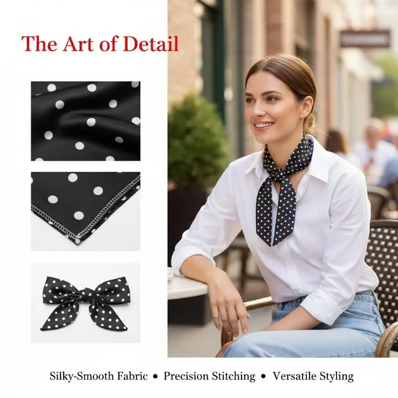 Silk Scarf Polka Dot Pattern Women Headwear Accessories Versatile Hair Band for Casual and Office Looks
Silk Scarf Polka Dot Pattern Women Headwear Accessories Versatile Hair Band for Casual and Office Looks
