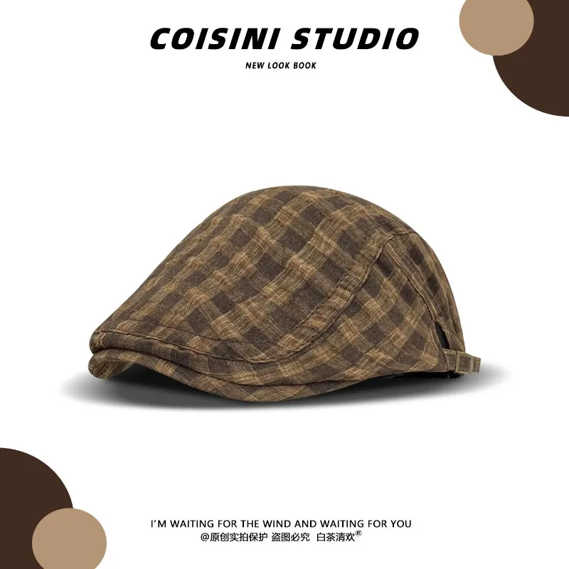 Japanese Retro Pleated Plaid Forward Hat for Men and Women Spring and Summer British Berets Breathable Literary Painter Caps
Japanese Retro Pleated Plaid Forward Hat for Men and Women Spring and Summer British Berets Breathable Literary Painter Caps
