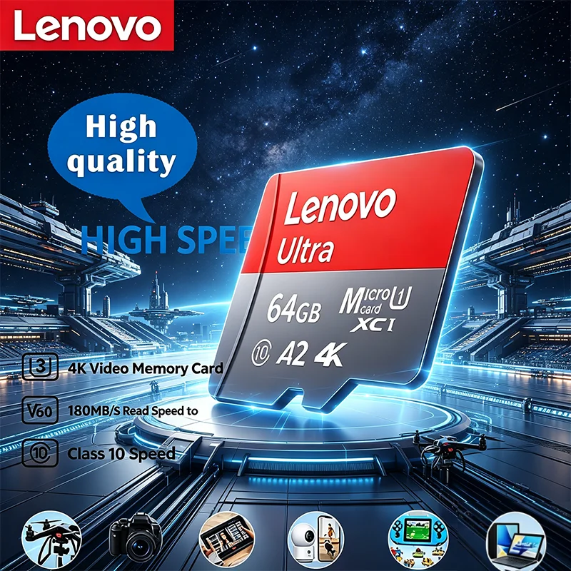 Lenovo 2026 New High Speed 1TB 512GB 64GB Micro SD Card Class 10 TF Flash Memory Card for Phone Drone Dash Cam Car Navigation
Lenovo 2026 New High Speed 1TB 512GB 64GB Micro SD Card Class 10 TF Flash Memory Card for Phone Drone Dash Cam Car Navigation