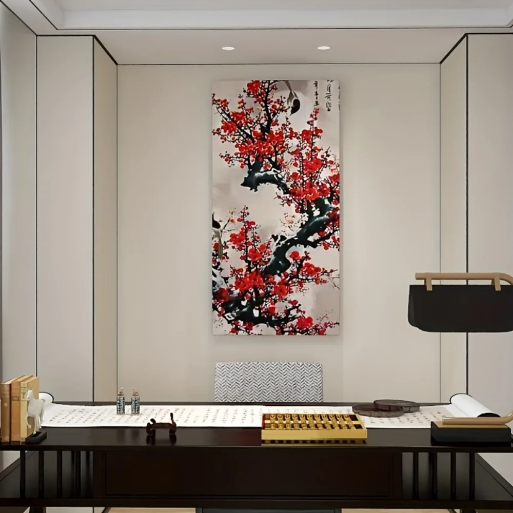 1.5 inch solid wood frame abstract red plum mural, traditional Chinese ink style canvas painting, decorated with modern posters
1.5 inch solid wood frame abstract red plum mural, traditional Chinese ink style canvas painting, decorated with modern posters