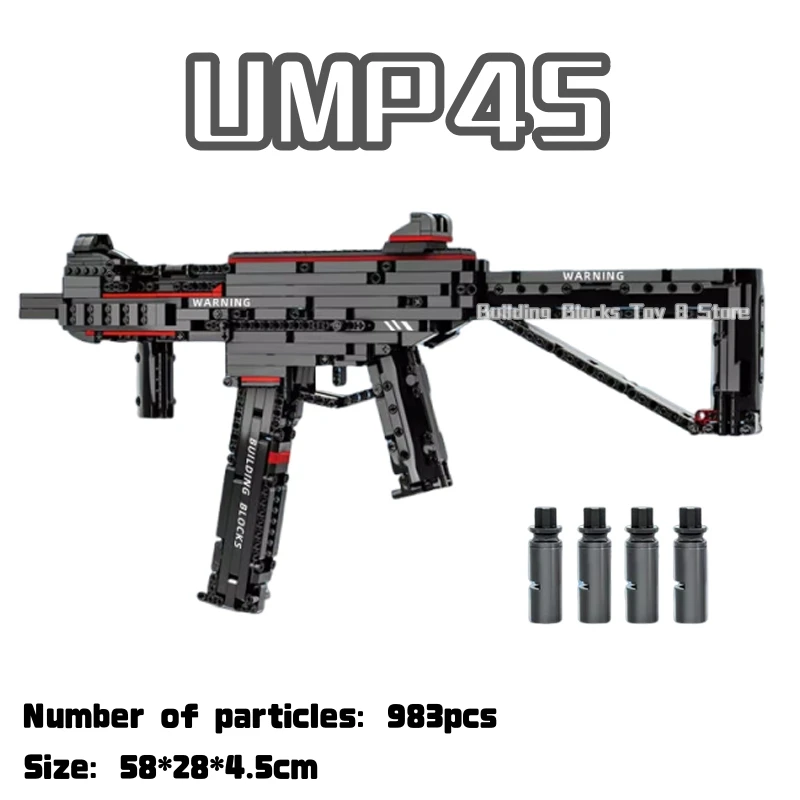 983pcs City Technical Police Military Weapon Assault Rifle Building Blocks UMP45 Shootable Imitation Gun Brick Toy Kids Gifts
983pcs City Technical Police Military Weapon Assault Rifle Building Blocks UMP45 Shootable Imitation Gun Brick Toy Kids Gifts