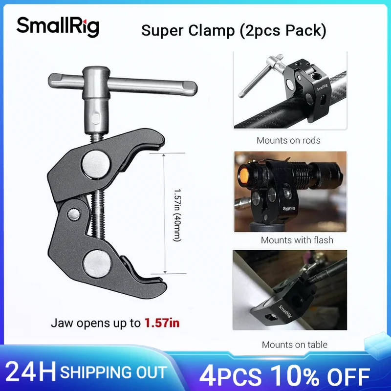 SmallRig Super Clamp 2 PCS Pack W 1/4" and 3/8" Thread for Cameras/Lights/Umbrellas/Hooks/Shelves/Plate Glass/Cross Bars -2058
SmallRig Super Clamp 2 PCS Pack W 1/4" and 3/8" Thread for Cameras/Lights/Umbrellas/Hooks/Shelves/Plate Glass/Cross Bars -2058