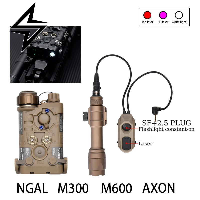 Tactical NGAL Green IR Laser Sight LED White Light Hunting Strobe M300A M600C Flashlight Axon Pressure Remote Switch Combo
Tactical NGAL Green IR Laser Sight LED White Light Hunting Strobe M300A M600C Flashlight Axon Pressure Remote Switch Combo