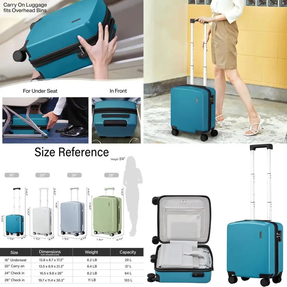 Компактный жесткий чемодан Spinner 16, одобренный TSA, легкий для коротких поездок — карибский синий цвет
Компактный жесткий чемодан Spinner 16, одобренный TSA, легкий для коротких поездок — карибский синий цвет