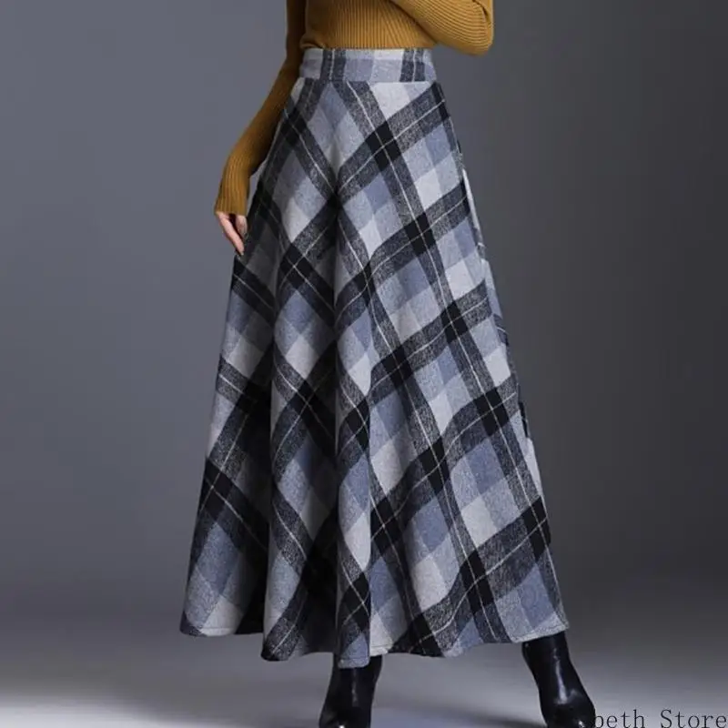 124A Women's Lattice Skirt Warm Elastic Waist Wool A-Line Pleated Tartan Winter Long Skirts
124A Women's Lattice Skirt Warm Elastic Waist Wool A-Line Pleated Tartan Winter Long Skirts