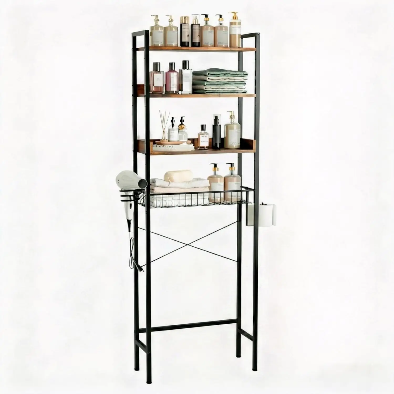 Металлическая 4-уровневая полка-органайзер над унитазом с регулируемыми полками, корзиной и держателем для туалетной бумаги, экономия места в ванной, коричневая, на заказ
Металлическая 4-уровневая полка-органайзер над унитазом с регулируемыми полками, корзиной и держателем для туалетной бумаги, экономия места в ванной, коричневая, на заказ