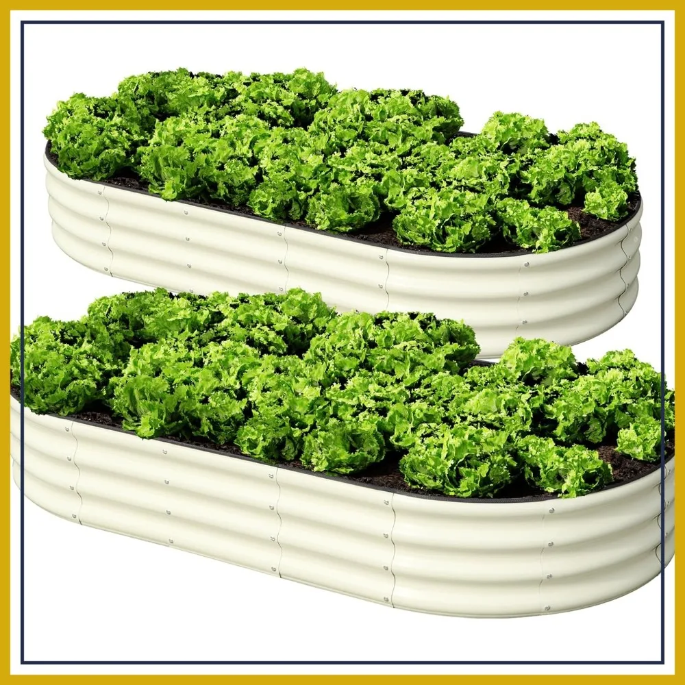2 Pcs 6x3x1ft Raised Garden Bed Kit, Outdoor Oval Metal Planter Box for Vegetables Flowers, White
2 Pcs 6x3x1ft Raised Garden Bed Kit, Outdoor Oval Metal Planter Box for Vegetables Flowers, White