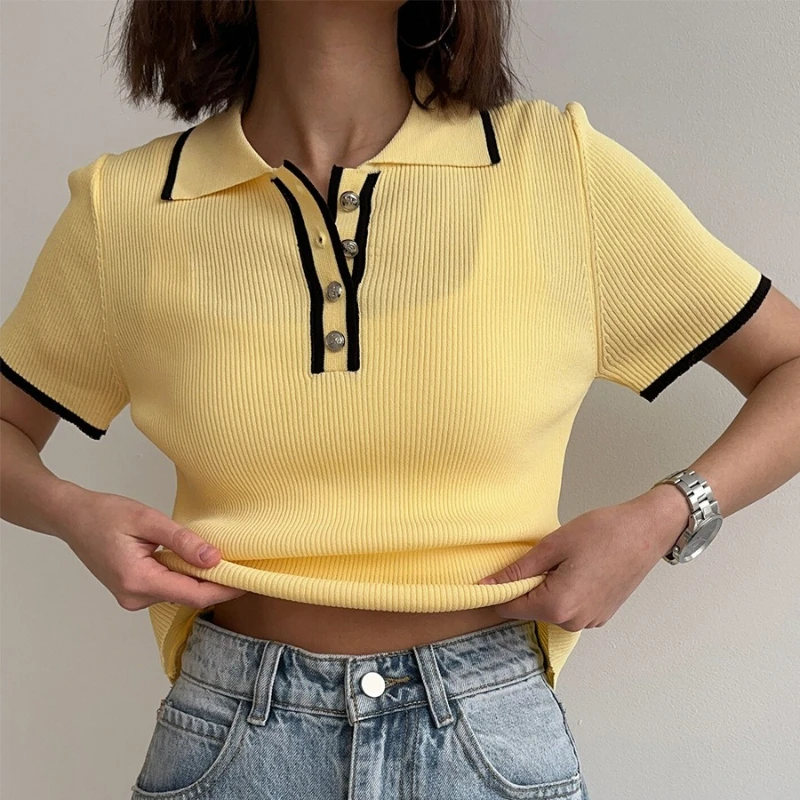 Tsiisd Summer Ribbed Knit Women's Top Contrast Commuting Elegant Casual Daily Streetwear Pullover Tops Female Knit Tees 2026 New
Tsiisd Summer Ribbed Knit Women's Top Contrast Commuting Elegant Casual Daily Streetwear Pullover Tops Female Knit Tees 2026 New