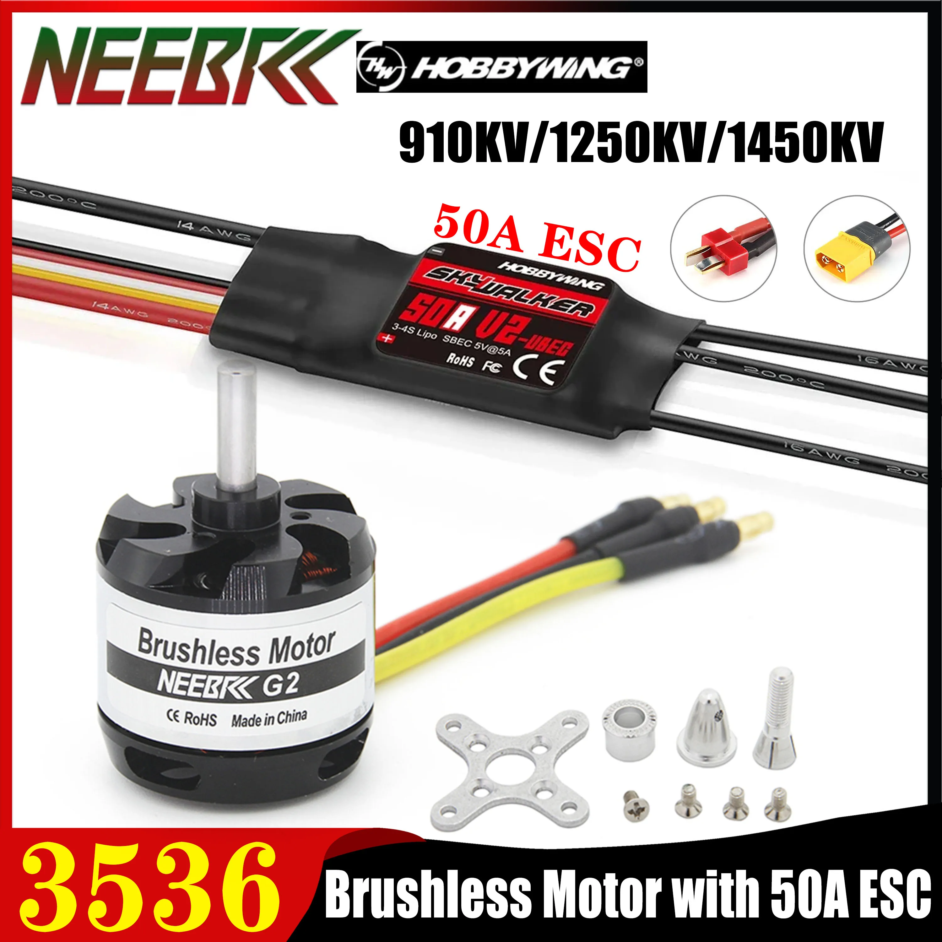 NEEBRC 3536 910KV 1250KV 1450KV Outrunner Brushless Motor 50A V2 ESC Combo for RC Multicopter Fixed-wing FPV Drone Airplane Part
NEEBRC 3536 910KV 1250KV 1450KV Outrunner Brushless Motor 50A V2 ESC Combo for RC Multicopter Fixed-wing FPV Drone Airplane Part