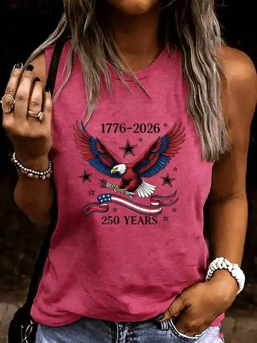 Womens Bald Eagle 250th Anniversary Printed Sleeveless Vest Casual Summer Top
Womens Bald Eagle 250th Anniversary Printed Sleeveless Vest Casual Summer Top