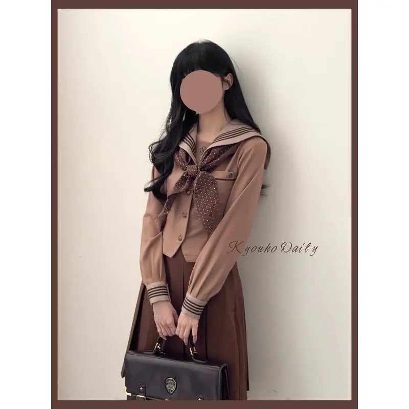 Japan Chocolate Color Waisted Sailor Suit Jk Uniform Suit Women'S Tops And Skirts
Japan Chocolate Color Waisted Sailor Suit Jk Uniform Suit Women'S Tops And Skirts