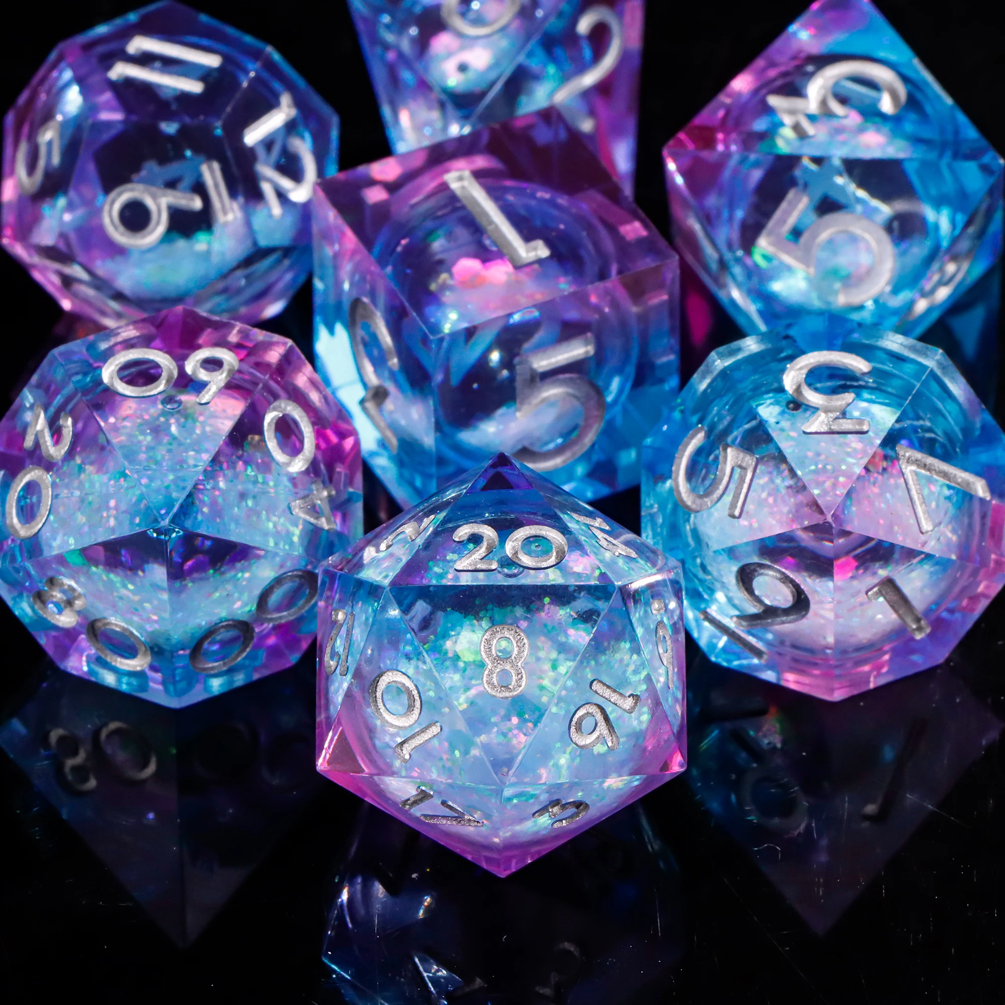 Pink Blue Liquid Core Dice DnD Sharp Edge Resin Dice for RPG D and D Liquid Dice Set Full Set Dice for D&D
Pink Blue Liquid Core Dice DnD Sharp Edge Resin Dice for RPG D and D Liquid Dice Set Full Set Dice for D&D