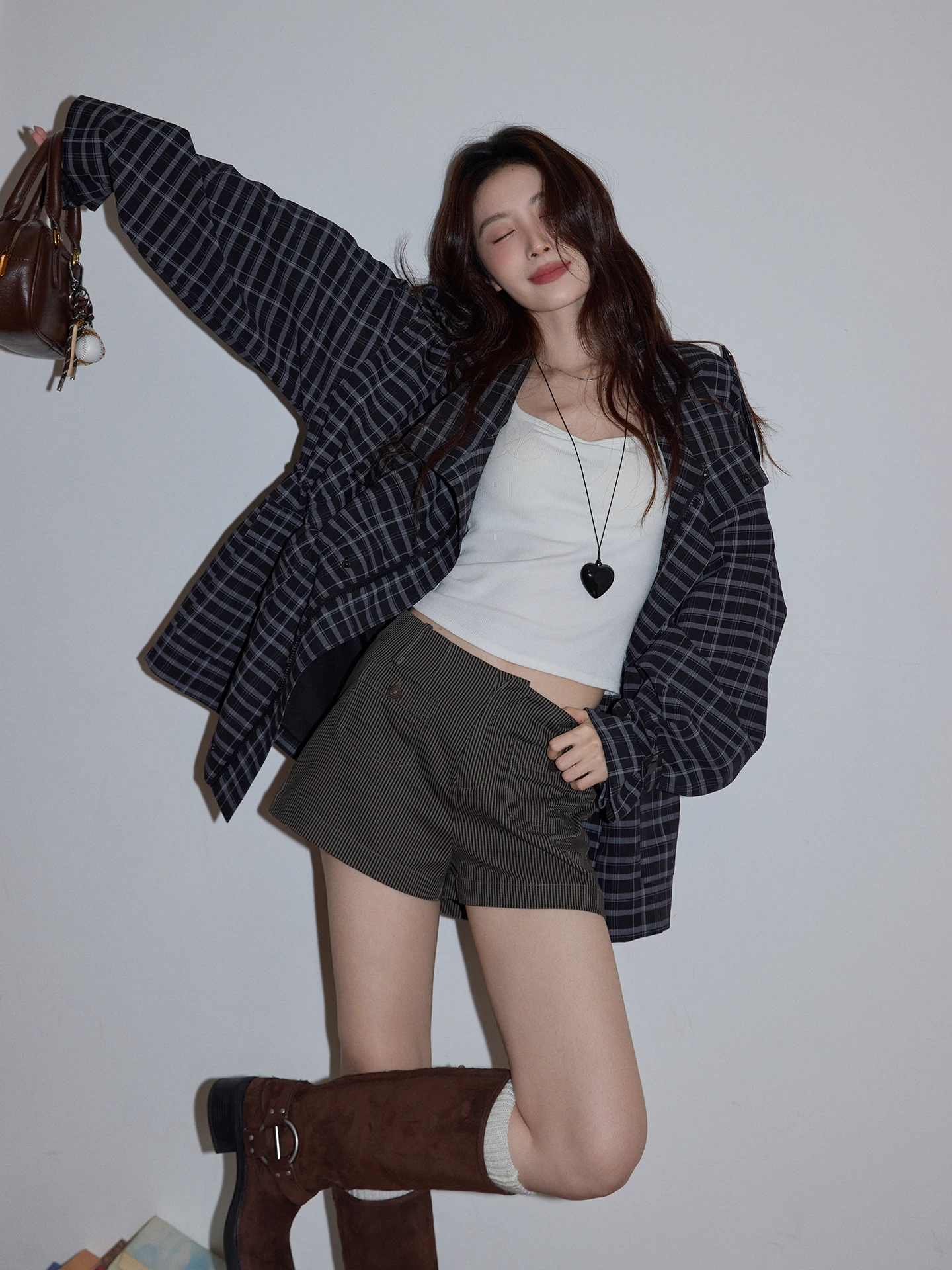 Bla Plaid Long Sve irt Coat Women's Loose Casual Slimming Sle Commute Korean Version Polyester Nylon Material
Bla Plaid Long Sve irt Coat Women's Loose Casual Slimming Sle Commute Korean Version Polyester Nylon Material