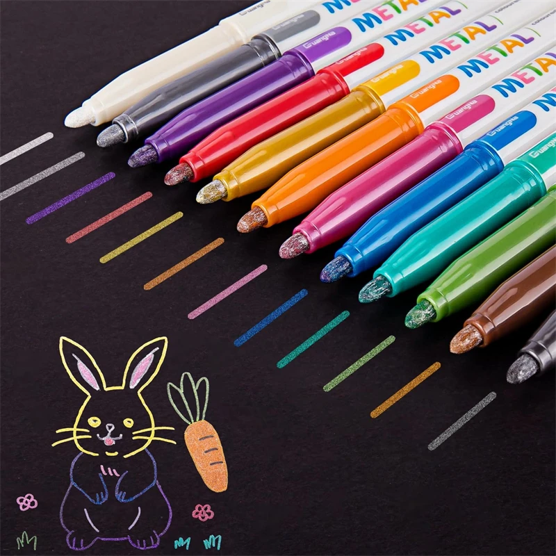 Metallic Markers Paint Pens: 8/12/20 Medium Point Metallic Pens Glitter Markers for Black Paper, Scrapbooking, Greeting Cards
Metallic Markers Paint Pens: 8/12/20 Medium Point Metallic Pens Glitter Markers for Black Paper, Scrapbooking, Greeting Cards