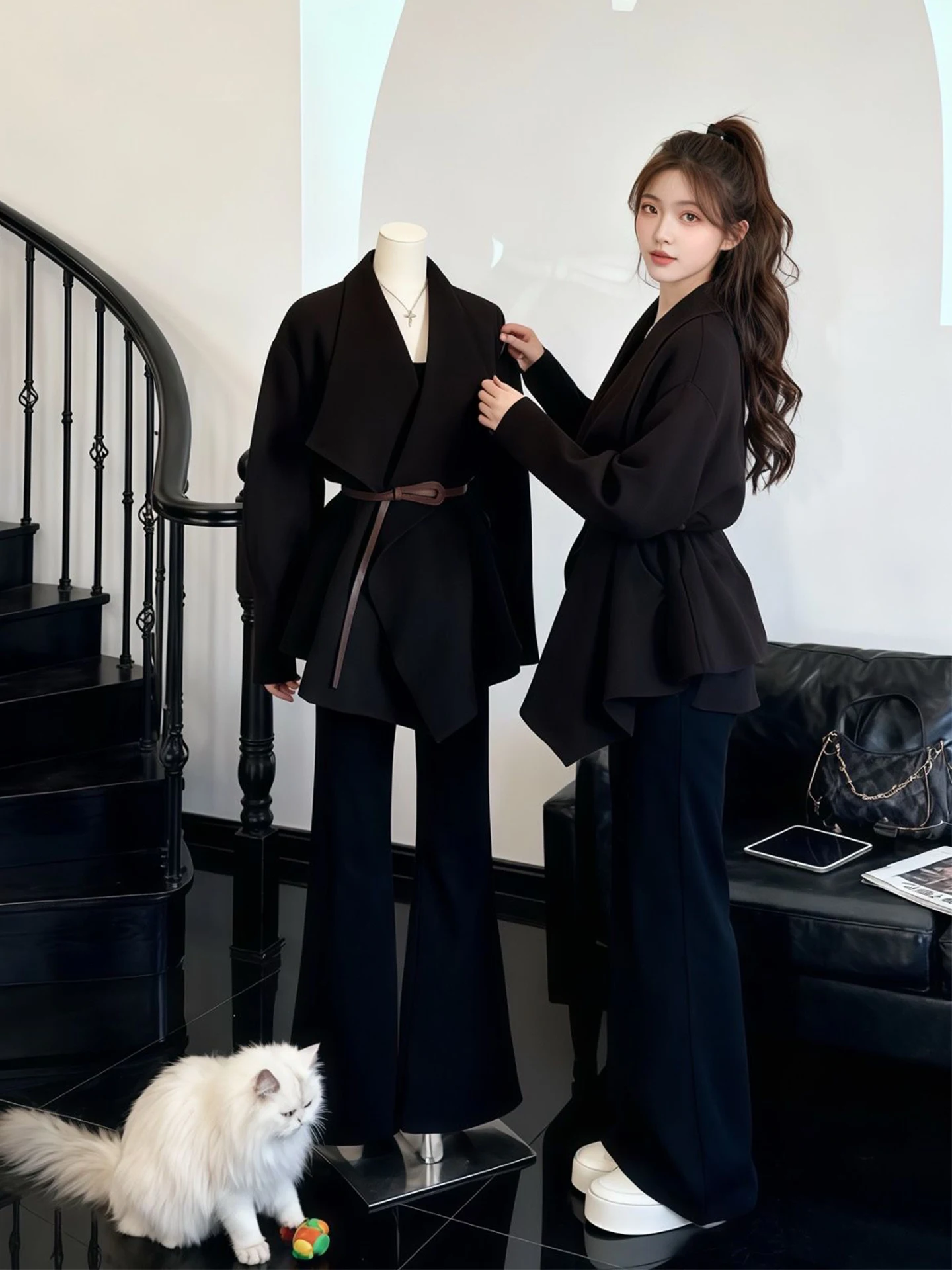 Bla Oversized Coat And Pants Set for Women Spring Faion Loose Fit High Waist Trousers Trendy Lazy Sle Korean Sle
Bla Oversized Coat And Pants Set for Women Spring Faion Loose Fit High Waist Trousers Trendy Lazy Sle Korean Sle