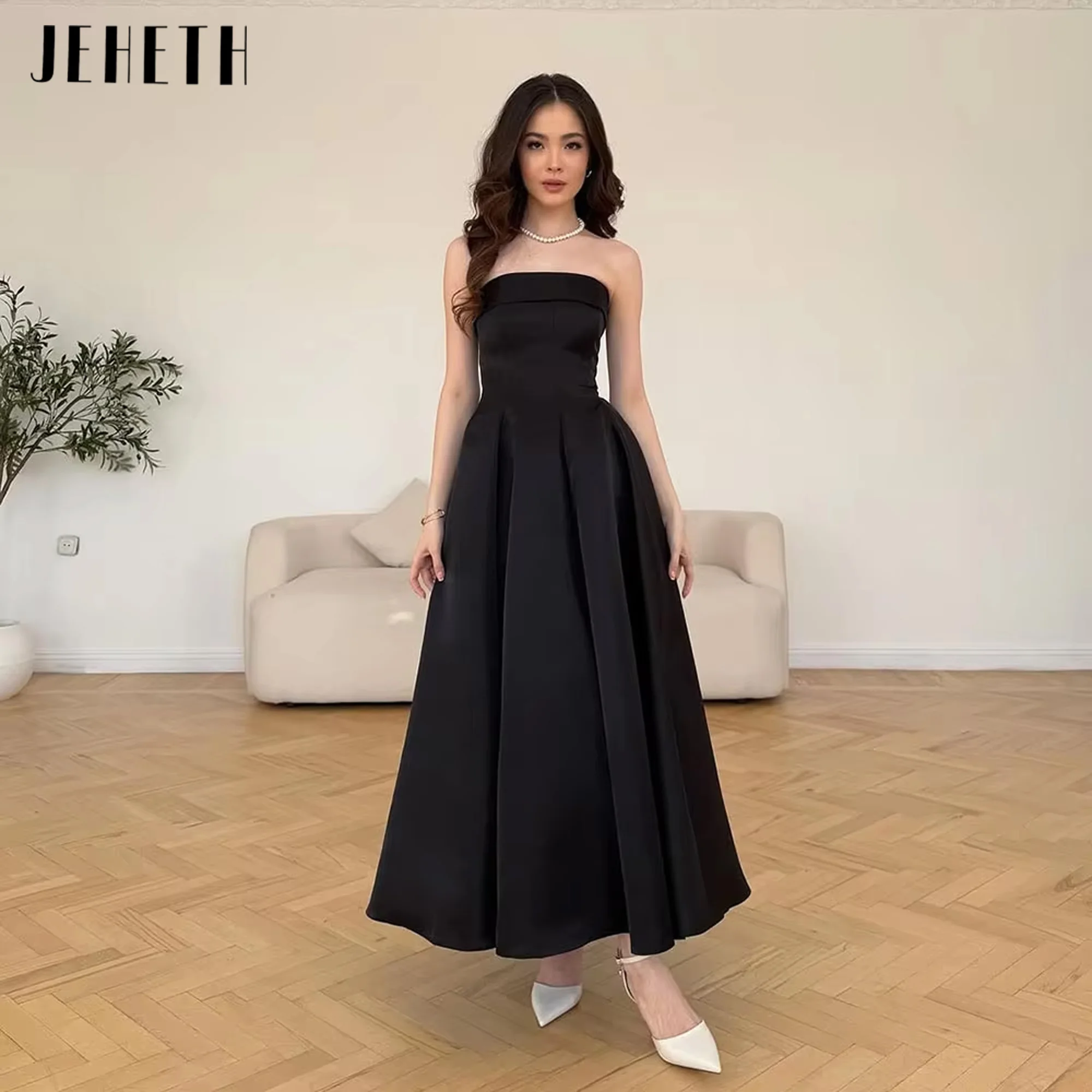 JEHETH Black Simple Strapless Satin Evening Dress Corset Back Graduation A Line Wedidng Party Guest Gown Dress 2025 Customized
JEHETH Black Simple Strapless Satin Evening Dress Corset Back Graduation A Line Wedidng Party Guest Gown Dress 2025 Customized