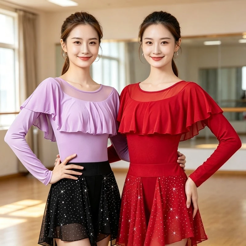Women's Modern & Latin Dance Top, Ruffled Capelet Sleeve for Standard Competition & Practice Performance Accessories Dancewear
Women's Modern & Latin Dance Top, Ruffled Capelet Sleeve for Standard Competition & Practice Performance Accessories Dancewear