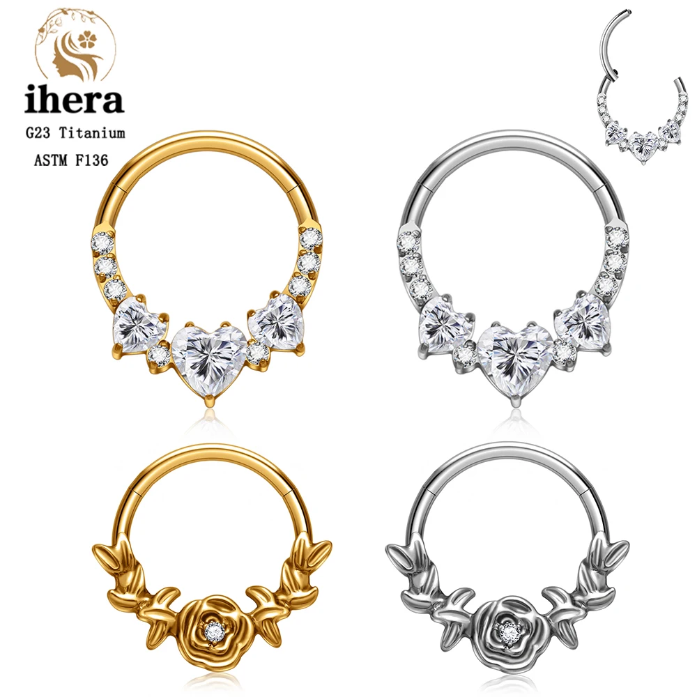 ASTM F136 Titanium Nose Rings CZ Heart Rose 16G Hinged Septum Clicker Ring Tragus Cartilage Daith Hoops Earring Piercing Jewelry
ASTM F136 Titanium Nose Rings CZ Heart Rose 16G Hinged Septum Clicker Ring Tragus Cartilage Daith Hoops Earring Piercing Jewelry