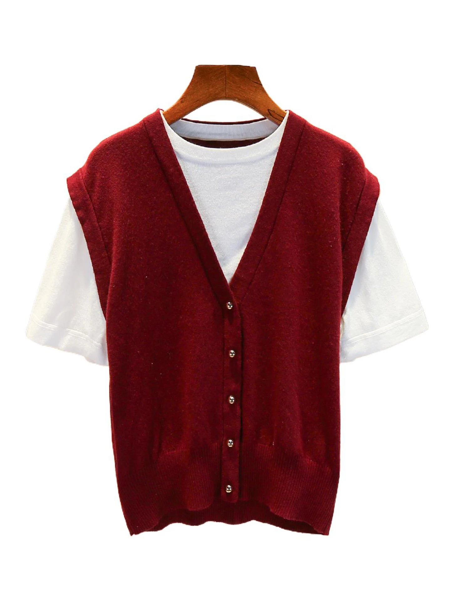 S Home Nan You High End Women's Knitted Sweater Top Fake Two-Piece Summer 2025 Commute Sle Regular Fit ort Sve round Ne
S Home Nan You High End Women's Knitted Sweater Top Fake Two-Piece Summer 2025 Commute Sle Regular Fit ort Sve round Ne