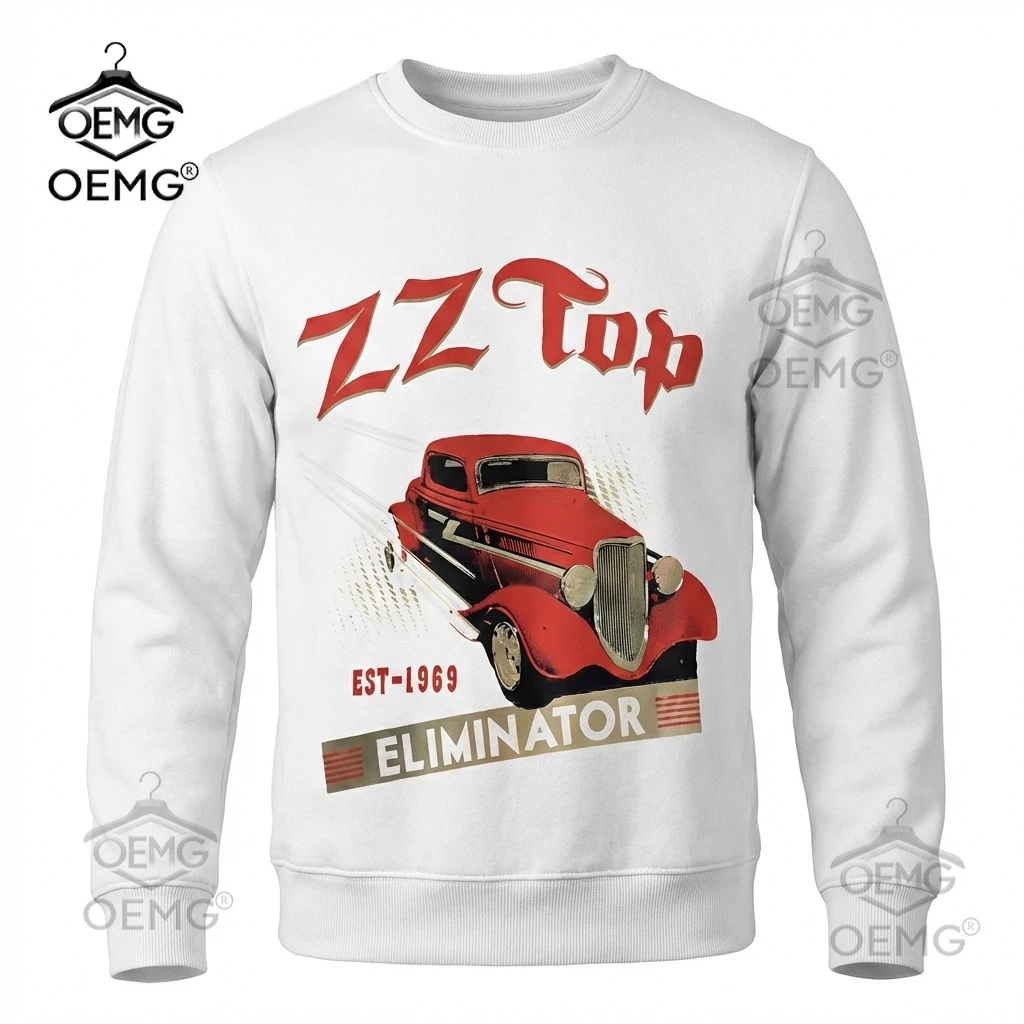 Men's Vintage ZZ Top Eliminator Sweatshirt with Retro Red Car Graphic and Band Logo Print in White Pullover for Daily Wear
Men's Vintage ZZ Top Eliminator Sweatshirt with Retro Red Car Graphic and Band Logo Print in White Pullover for Daily Wear