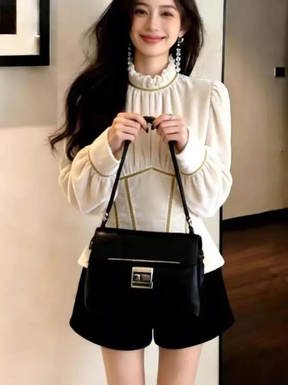 Ele White Velvet irt Women's Slim Fit Spring Autumn New Sle Beautifully Tailored irt for Women Sli Chic Top
Ele White Velvet irt Women's Slim Fit Spring Autumn New Sle Beautifully Tailored irt for Women Sli Chic Top