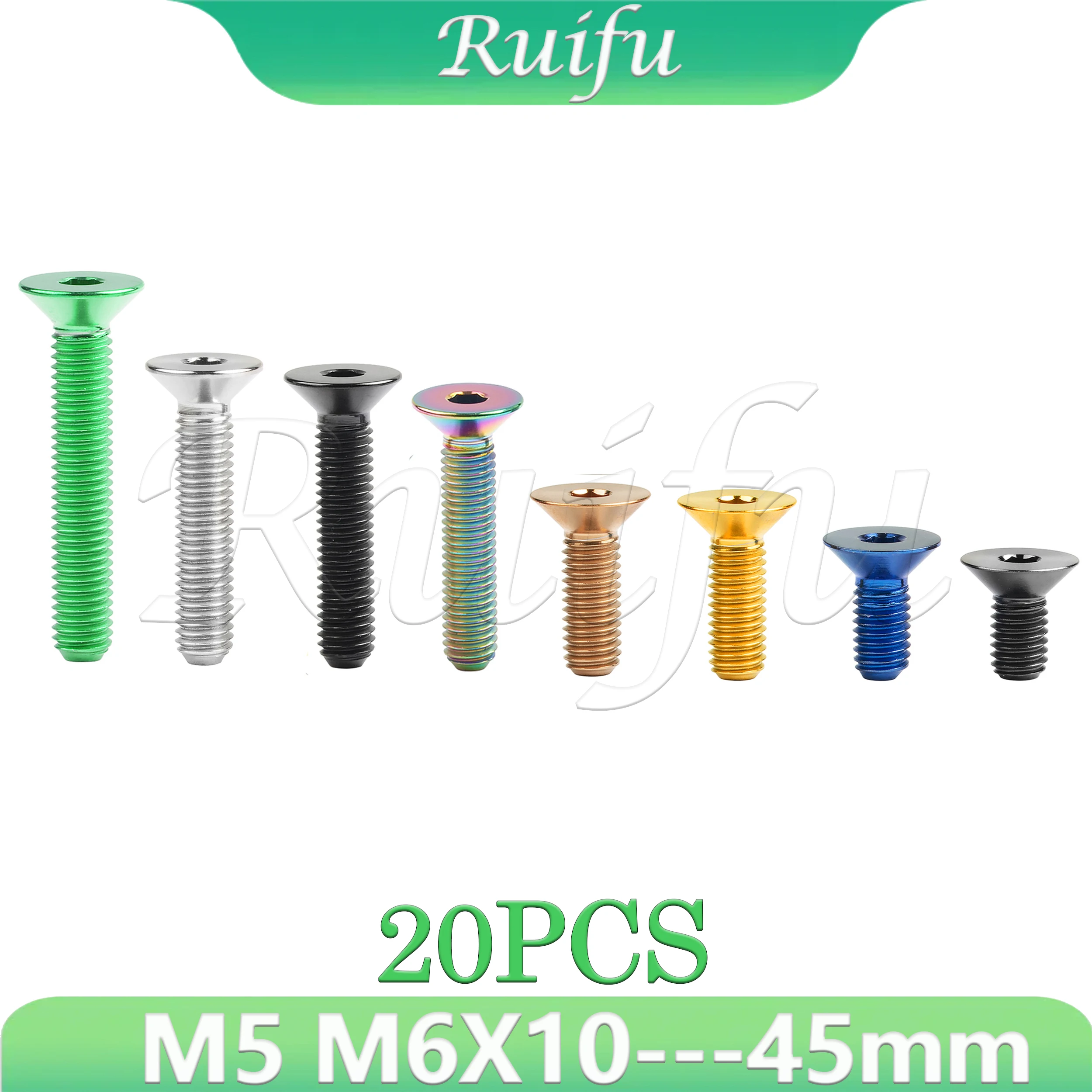 Ruifu Titanium Bolt 20PCS M5/M6x10 12 15 20 25 30 35 40 45mm Allen Key Flat Countersunk Head Screw Bolts
Ruifu Titanium Bolt 20PCS M5/M6x10 12 15 20 25 30 35 40 45mm Allen Key Flat Countersunk Head Screw Bolts