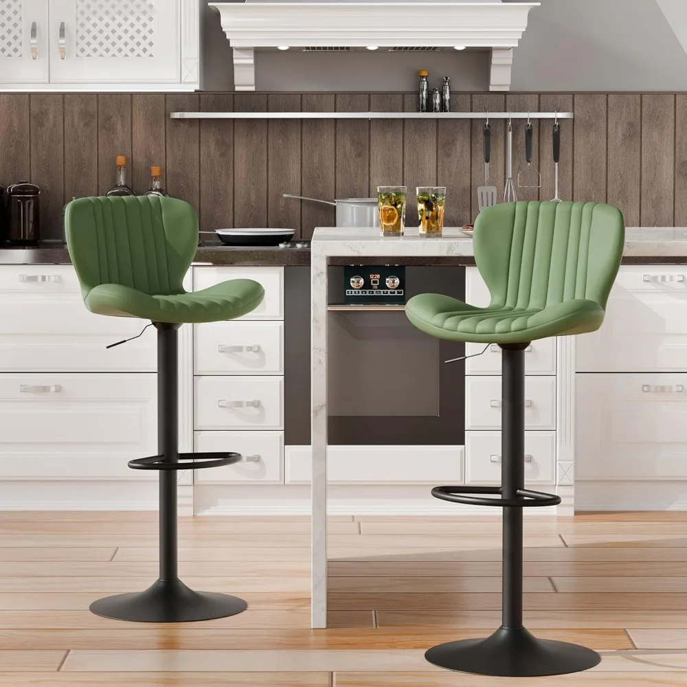 Bar Stools Set of 2, Modern Swivel Bar Chair, Counter Height Faux Leather Metal Bar Tool, Upholster Island Chair W/Back Footrest 
Bar Stools Set of 2, Modern Swivel Bar Chair, Counter Height Faux Leather Metal Bar Tool, Upholster Island Chair W/Back Footrest
