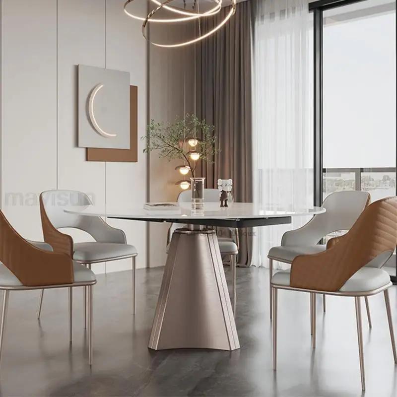 Luxury Dining Table Extendable Rotating Sintered Stone Desktop For 4 Or 6 People Home Furniture Versatile Round Kitchen Table
Luxury Dining Table Extendable Rotating Sintered Stone Desktop For 4 Or 6 People Home Furniture Versatile Round Kitchen Table