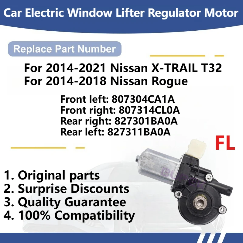 For 2014-2021 Nissan X-TRAIL T32/Rogue 2014-2018 Car Electric Window Lifter Regulator Motor Original Parts Front left:807304CA1A
For 2014-2021 Nissan X-TRAIL T32/Rogue 2014-2018 Car Electric Window Lifter Regulator Motor Original Parts Front left:807304CA1A