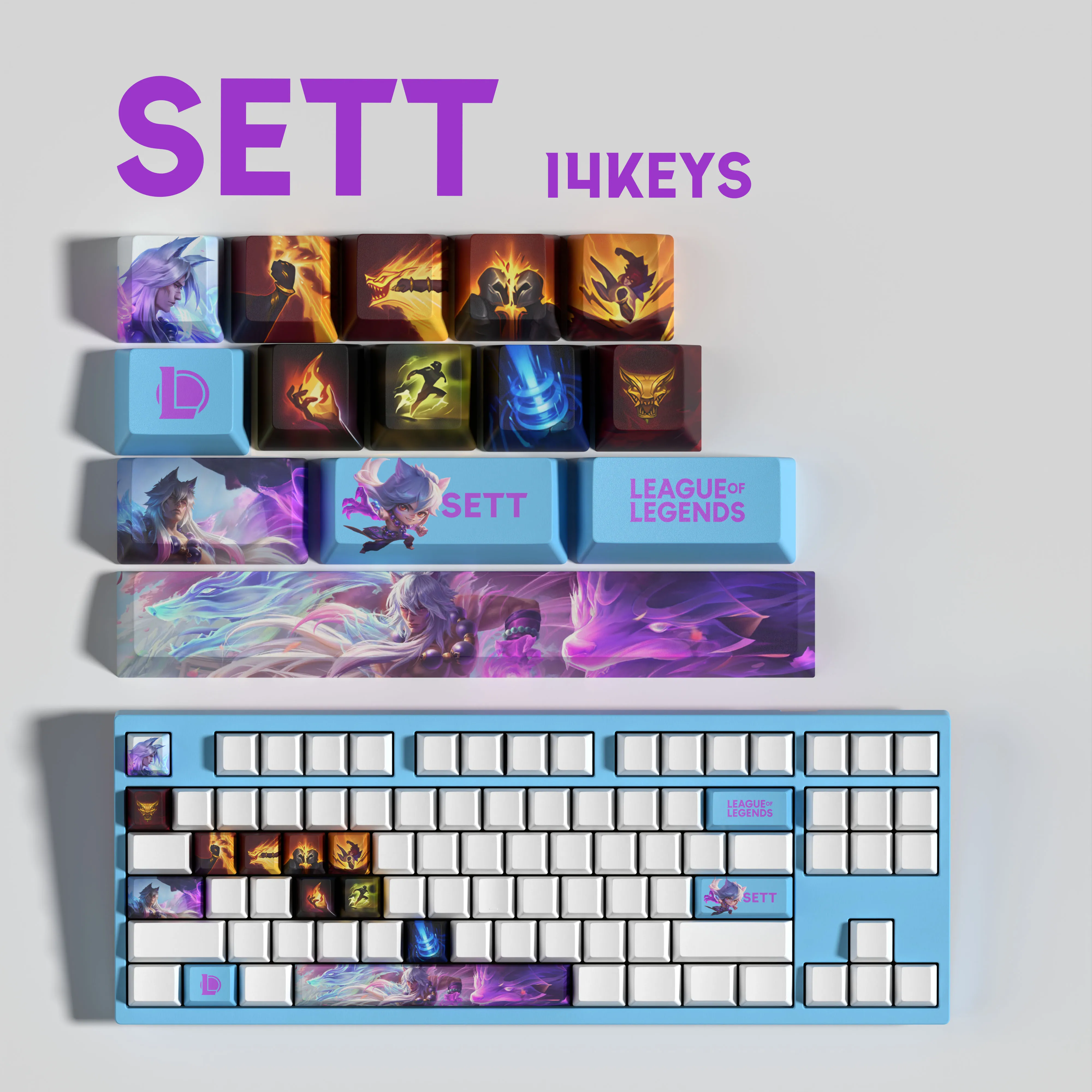 SETT KEYCAPS New design League of Legends keycaps14KEYCAPS OEM Profile Keycaps for mechanical keyboard
SETT KEYCAPS New design League of Legends keycaps14KEYCAPS OEM Profile Keycaps for mechanical keyboard