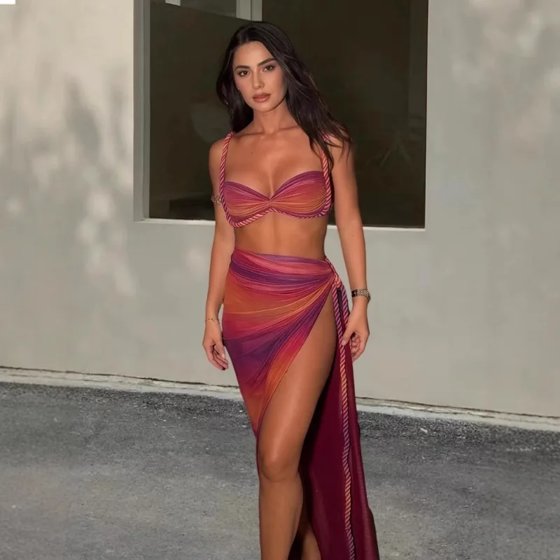 UNITIM Summer Women Swimwear Suit Woven Matching Women 2 Piece Sexy Vacation Outfits Women Square Collar Bra+Skinny Long Skirts
UNITIM Summer Women Swimwear Suit Woven Matching Women 2 Piece Sexy Vacation Outfits Women Square Collar Bra+Skinny Long Skirts