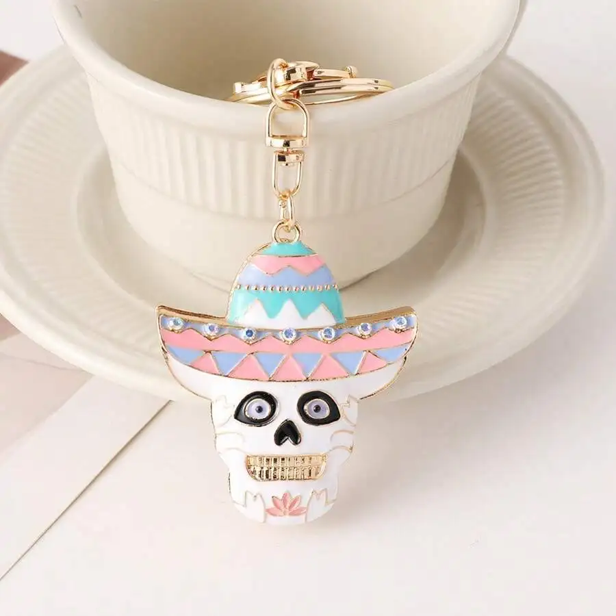 Halloween Skeleton Skull Keychain With Sombrero Hat Rhinestone Decoration Pendant For Bag Or Keys
Halloween Skeleton Skull Keychain With Sombrero Hat Rhinestone Decoration Pendant For Bag Or Keys
