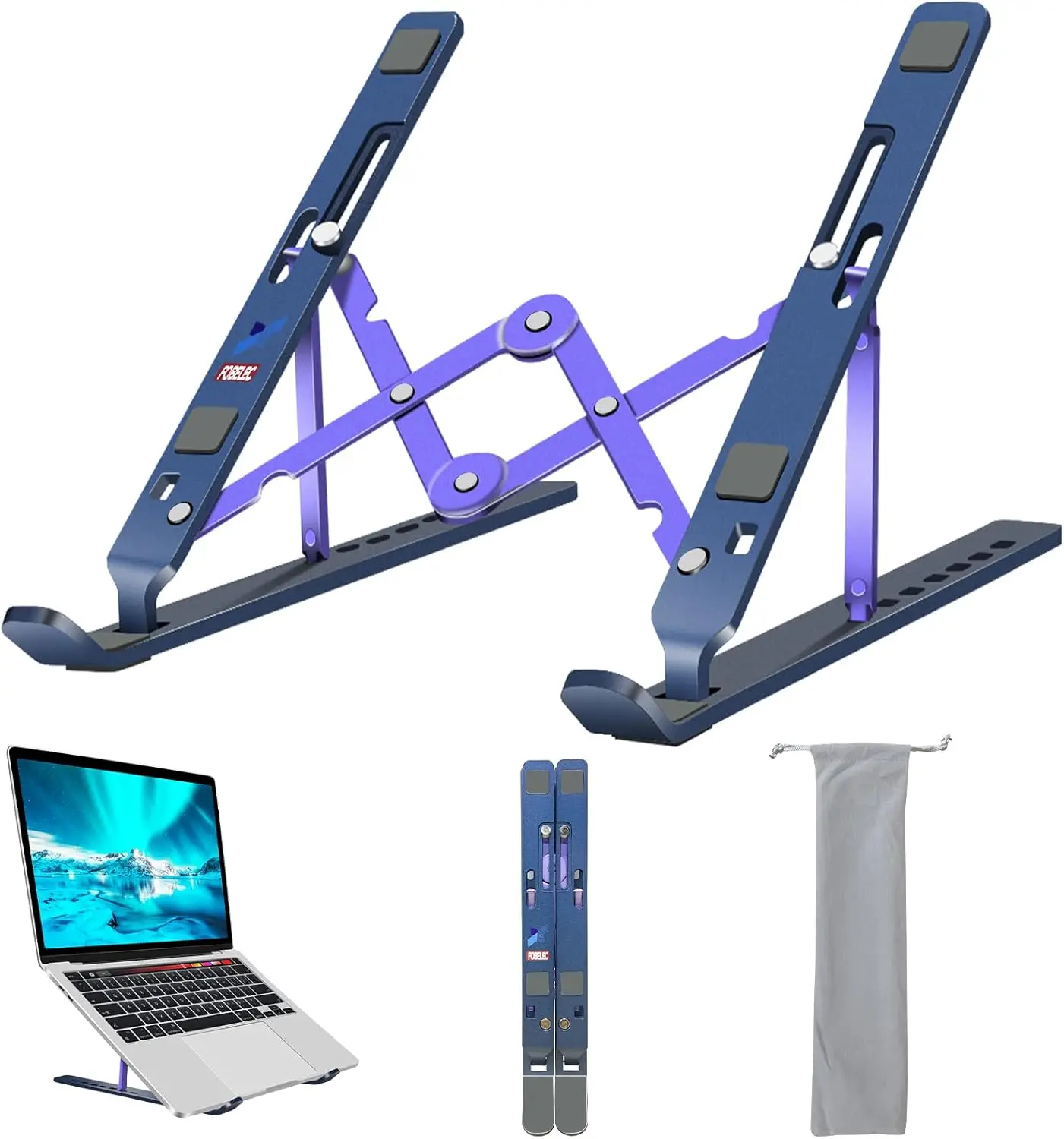 Adjustable Aluminum Laptop Stand, Foldable & Portable Holder for 10-15.6" Laptops and Tablets, Ergonomic Cooling Riser, Blue
Adjustable Aluminum Laptop Stand, Foldable & Portable Holder for 10-15.6" Laptops and Tablets, Ergonomic Cooling Riser, Blue